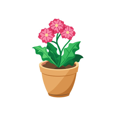Potted Pink Flowers Illustration - Gardening Decorのイラスト素材