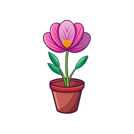 Cartoon Potted Pink Flower Blossom Illustrationのイラスト素材