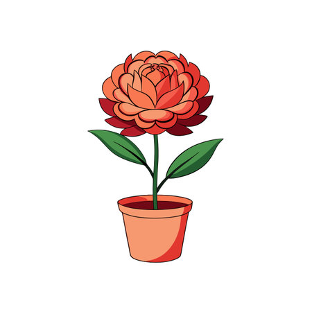 Rose in a pot, cartoon vector illustrationのイラスト素材