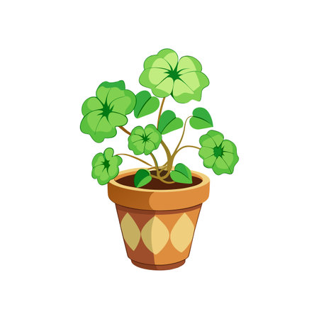 Green Potted Plant Illustration - Cartoon Styleのイラスト素材