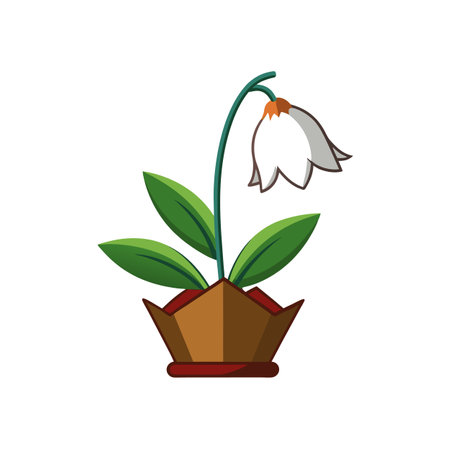 Cartoon White Flower in Pot Isolated Illustrationのイラスト素材