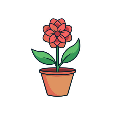 Cute Potted Flower Illustration Isolated on Whiteのイラスト素材