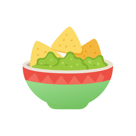 Delicious Guacamole and Chipsのイラスト素材