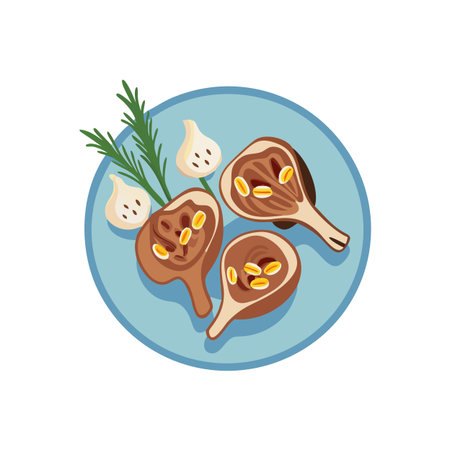 Savory Grilled Lamb Chops with Garlic Rosemaryのイラスト素材