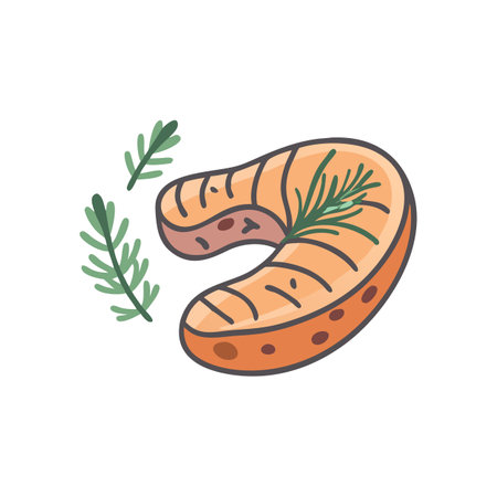 Herb Grilled Salmon Filletのイラスト素材