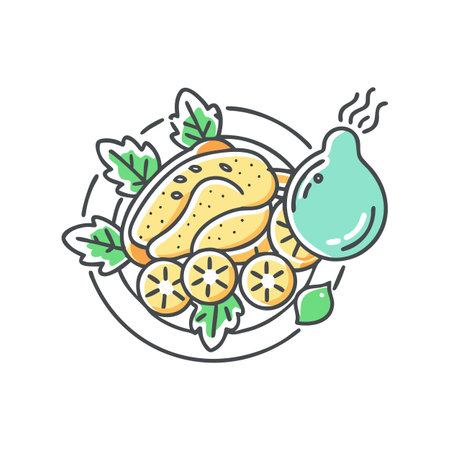 Savory Grilled Chicken with Herb Butterのイラスト素材