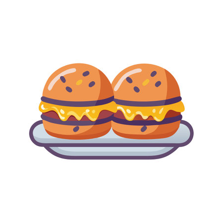 Savory Grilled Beef Sliders with Cheeseのイラスト素材