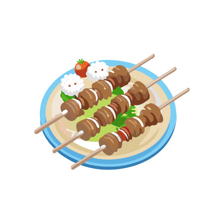 Flavorful Grilled Lamb Skewers with Tzatzikiのイラスト素材