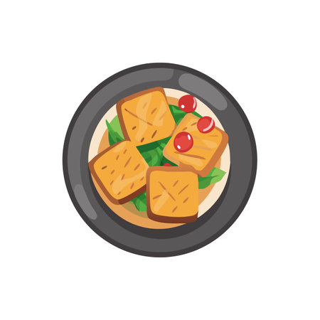 Healthy Tofu Stir-Fry with Soy Sauceのイラスト素材