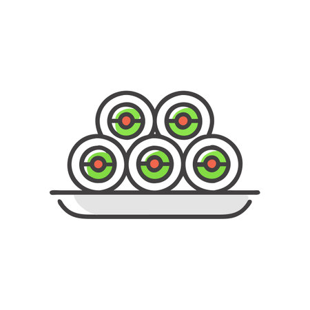Tasty Plate of Sushi Rollsのイラスト素材