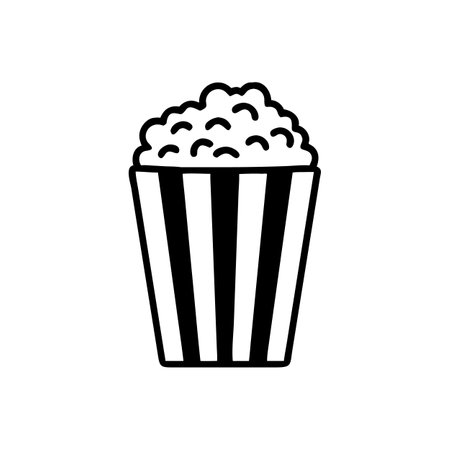 Delicious Popcorn in a Striped Boxのイラスト素材