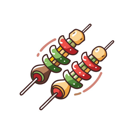 Tasty Grilled Vegetable Skewers with Balsamic Glazeのイラスト素材