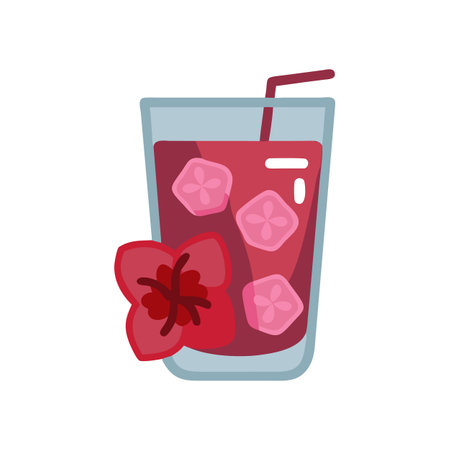 Refreshing Iced Ginger Hibiscus Teaのイラスト素材