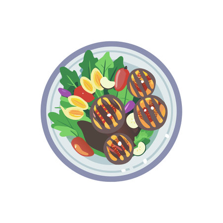 Tasty Grilled Vegetable Salad with Balsamic Dressingのイラスト素材