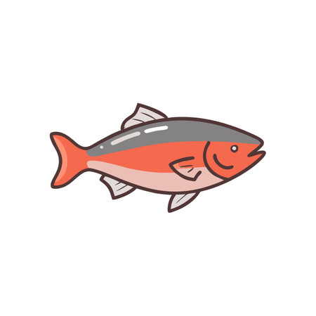 Cartoon fish. Vector illustration on white background. Isolated.のイラスト素材