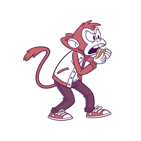 Cheerful Monkey Engaged in Vlogging Adventureのイラスト素材