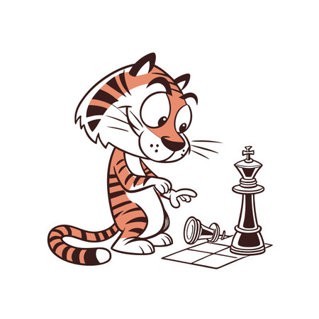 Tiger Cub's Confused Chess Matchのイラスト素材