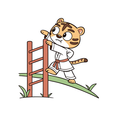 Tiger Cub's Energetic Parkour Performanceのイラスト素材