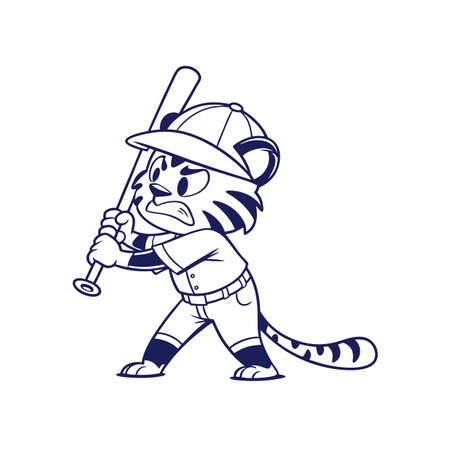Tiger Cub at Rest in Sports Sceneのイラスト素材