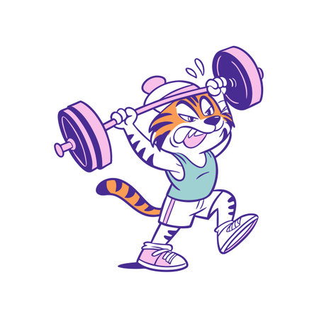 Overstimulated Tiger Cub Weightliftingのイラスト素材