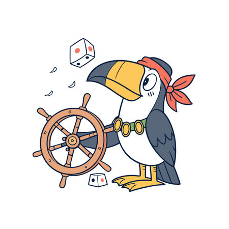 Adventurous Toucan Embracing Sailing Funのイラスト素材