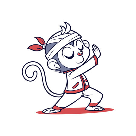 Monkey's Tai Chi with Queasy Feelingsのイラスト素材