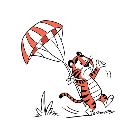 Muddled Tiger Cub Surfing with Joyのイラスト素材