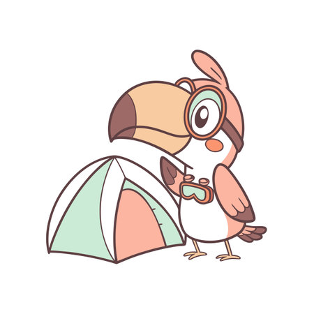 Hyperactive Toucan Camping Adventureのイラスト素材