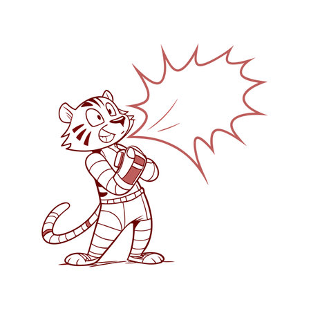 Weak Tiger Cub in Comic Sceneのイラスト素材