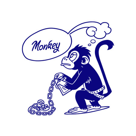 Monkey in Calligraphy Practice Artのイラスト素材