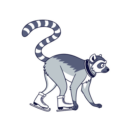 Lemur's Steady Ice Skating Adventureのイラスト素材