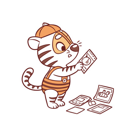 Strained Tiger Cub Collecting Stampsのイラスト素材