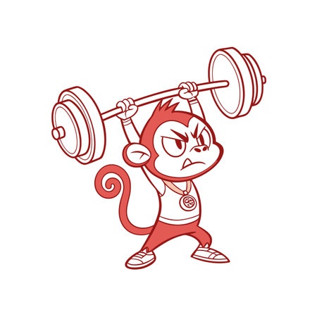 Illustration of Burning Monkey Weightliftingのイラスト素材