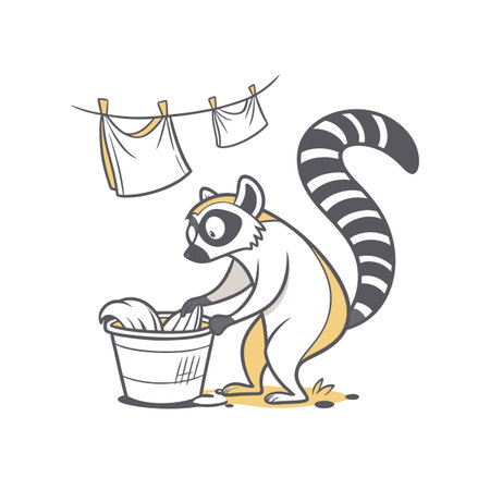 Lemur Washing While Thirsty Artのイラスト素材