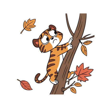 Vector Art of Decaying Tiger Cub Climbingのイラスト素材