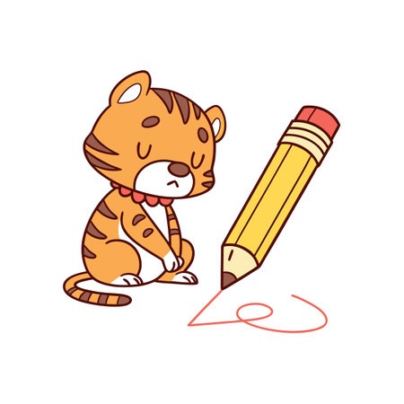 Calm Tiger Cub Attending Events Illustrationのイラスト素材