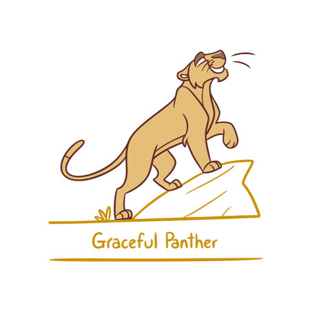 Graceful Panther in Frozen Graphic Design Artのイラスト素材