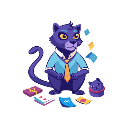Graceful Panther Playing Board Games Insideのイラスト素材