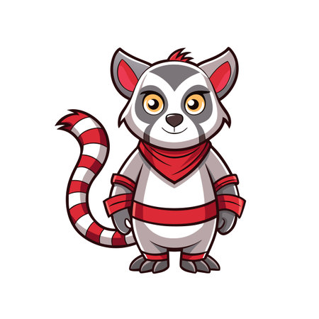 Playful Lemur Engaged in Origami Craftingのイラスト素材