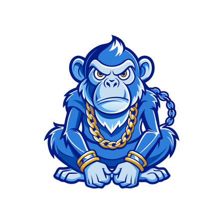 Monkey Practicing Calligraphy Illustrationのイラスト素材