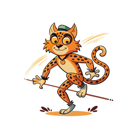 Energetic Jaguar Displaying Slacklining Skillsのイラスト素材