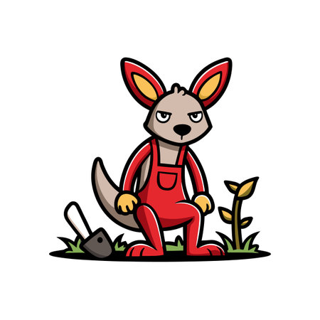 Kangaroo in Sleepy Gardening Sceneのイラスト素材