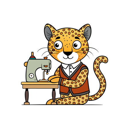 Clumsy Cheetah Quilting with Careのイラスト素材