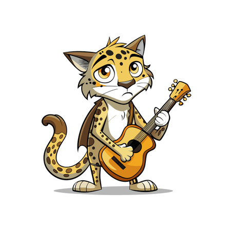 Fatigued Cheetah Busking Vector Illustrationのイラスト素材
