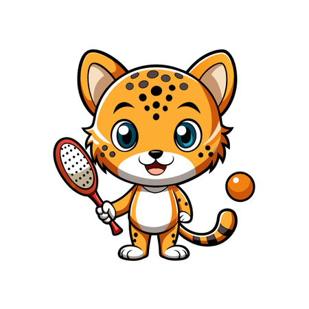 Amusing Cheetah's Badminton Matchのイラスト素材