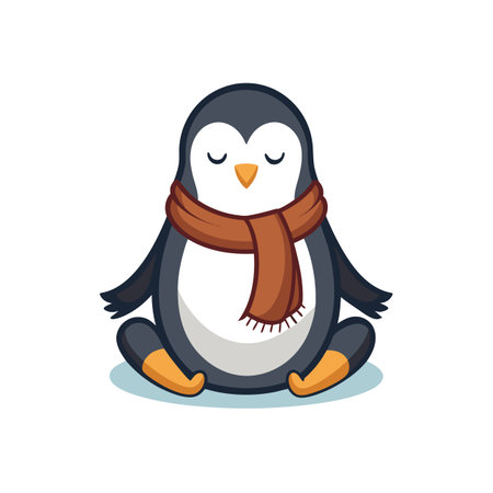 Penguin in a Tranquil Meditation Poseのイラスト素材