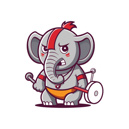 Elephant Rowing Illustration for Creative Projectsのイラスト素材