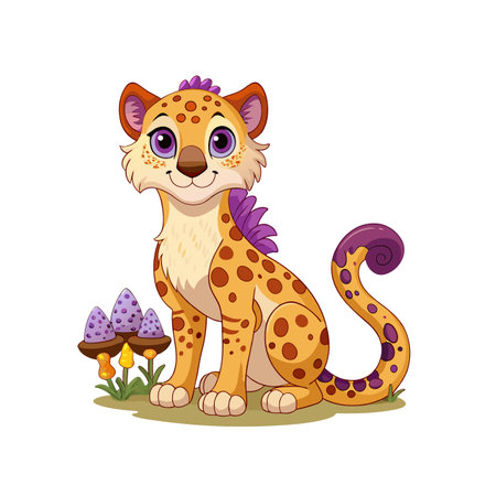 Muddled Cheetah in Mushroom Environmentのイラスト素材