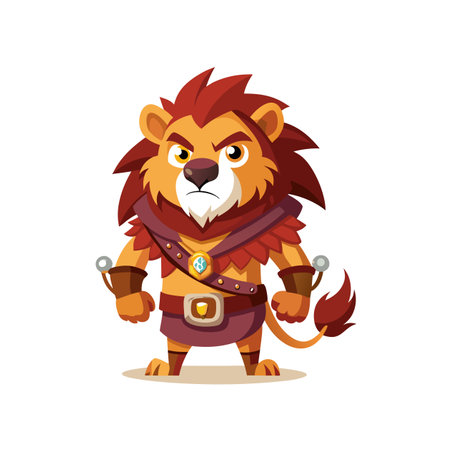 Engaging Illustration of a Brave Lion Watching Birdsのイラスト素材