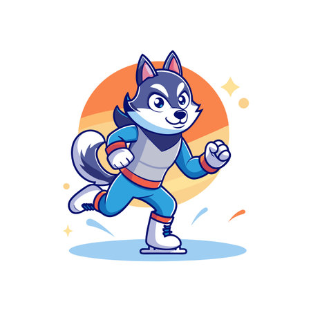 Illustration of Fit Husky Ice Skatingのイラスト素材